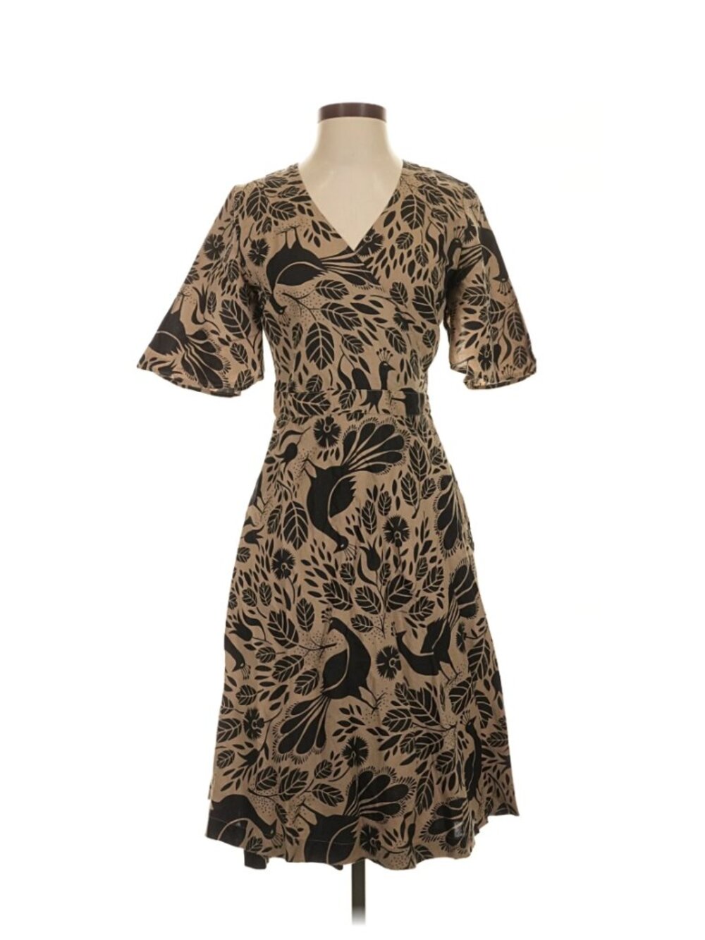 NWT Gudrun Sjödén Linen Cotton Peacock Floral Wrap Dress Small S